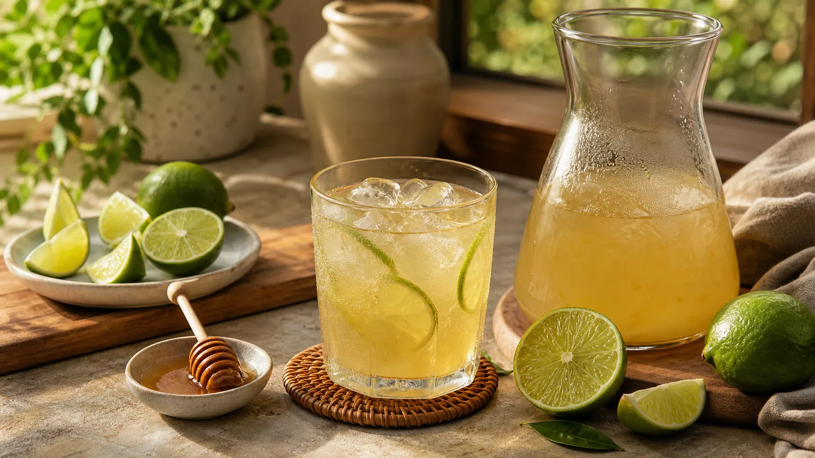 Premium unbranded honey and lime squash cafe drink planning cover
