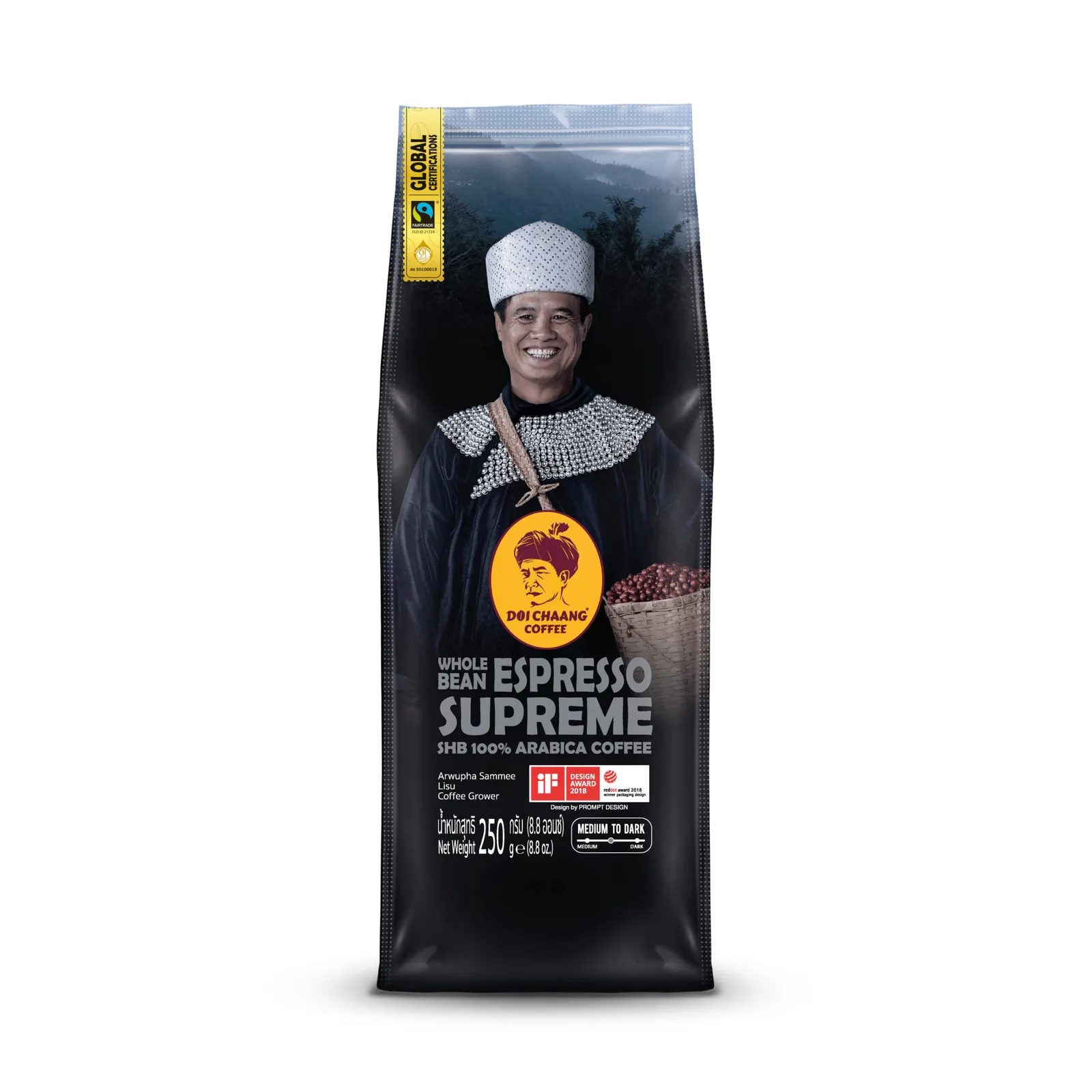 Doi Chaang Espresso Supreme Whole Bean Coffee 250g 6-Pack